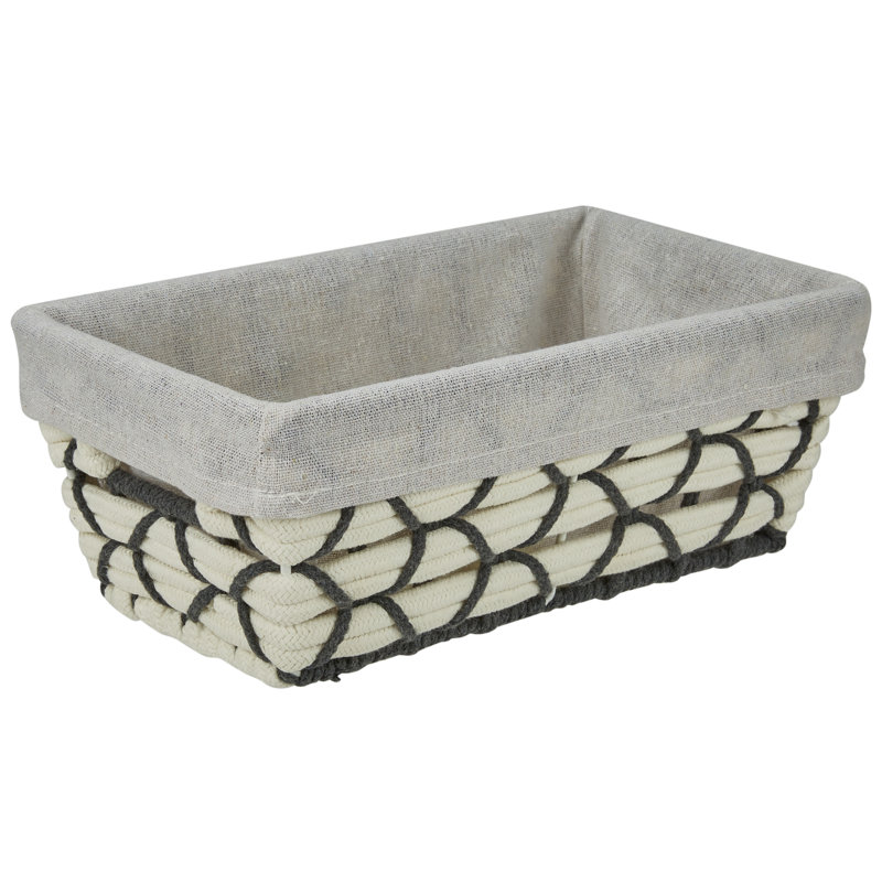  Small Shelf Woven Tote In White, 4.3" H x 6.6" W x 11.8" D
