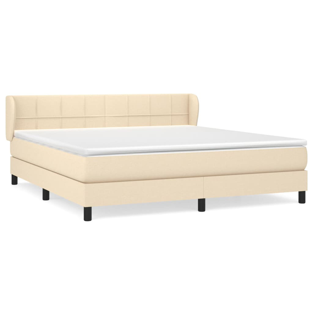 Vidaxl Boxspringbett Mit Matratze Creme 160X200 Cm Stoff