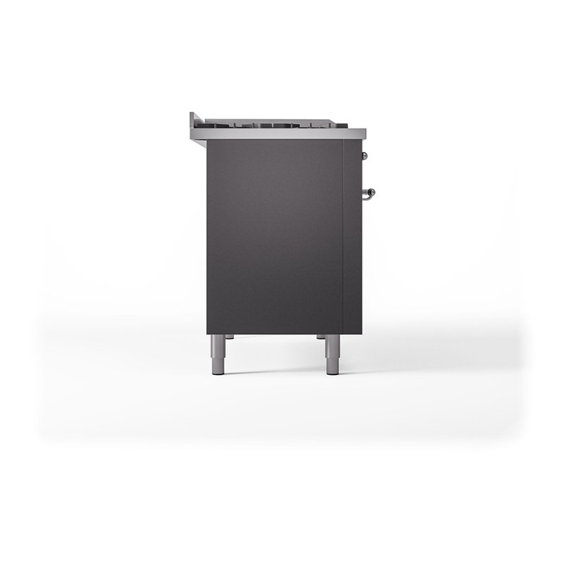 Cuisinière à double combustible ILVE Nostalgie II Series 48 po avec 5 brûleurs scellés, plaque de cuisson et table française (gaz naturel, porte pleine)