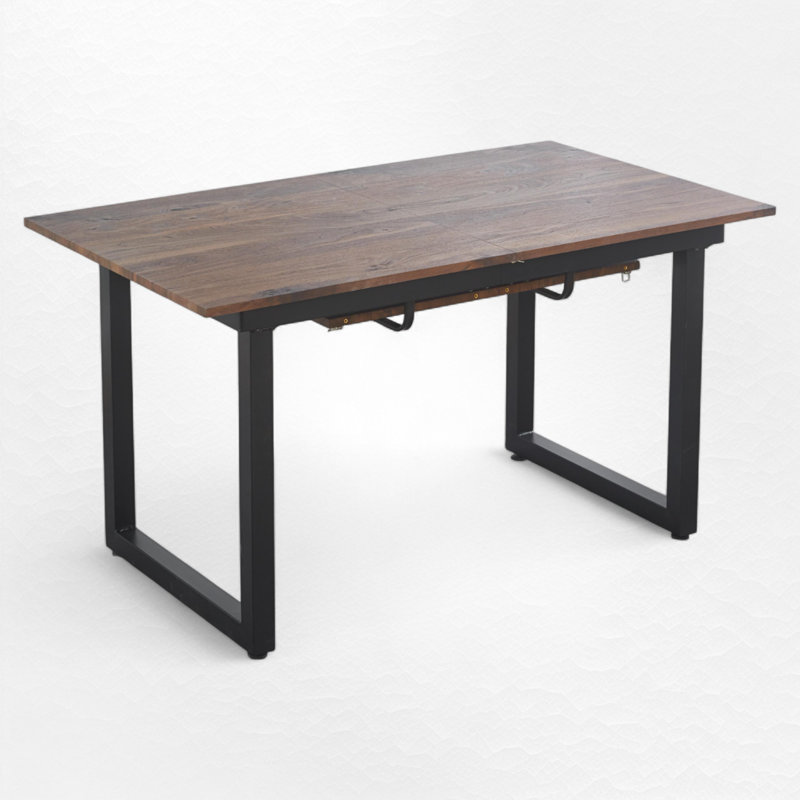 Table de salle à manger extensible, Noir, Noyer, H 29,52 po x l 55,08 po x P 31,52 po