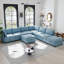 Canapé modulaire bleu antique, tissu chenille, conception moderne et flexible pour la maison