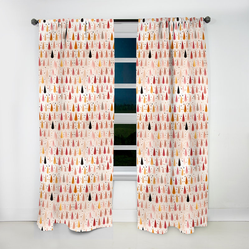 Motif de petits triangles en rose clair I - Rideau obscurcissant géométrique abstrait - 1 panneau, L 52 po x L 108 po