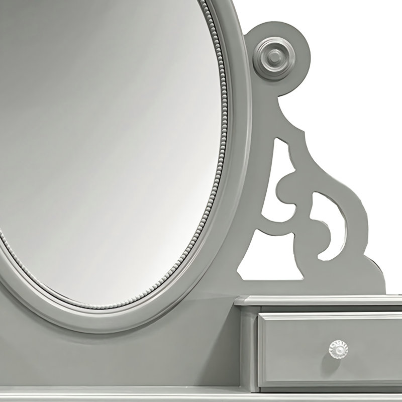Miroir décoratif sculpté gris clair de 47 pouces