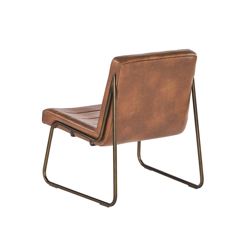 Tufted Side Chair, Bravo Cognac Faux Leather, Bronze