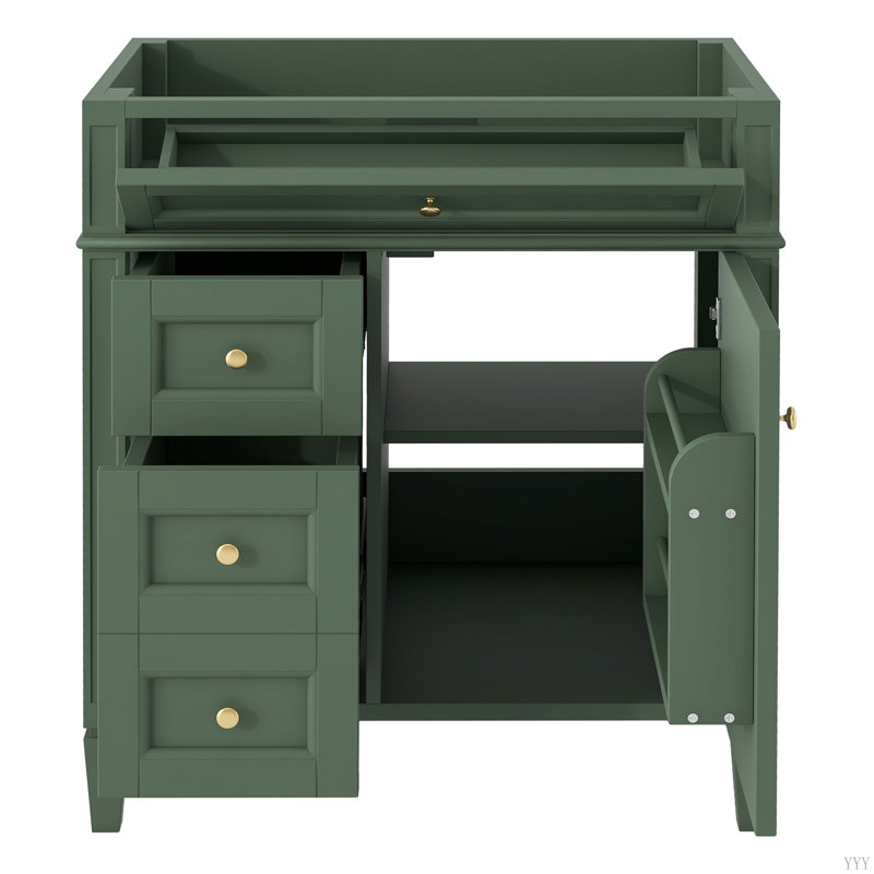 Meuble-lavabo de salle de bain 30 po sans lavabo supérieur, armoire de rangement moderne avec 2 tiroirs et un tiroir basculant