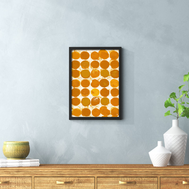 Satori Dots Pattern Curry by Studio M, Black Framed, 20" H x 14" W x 1.25" D
