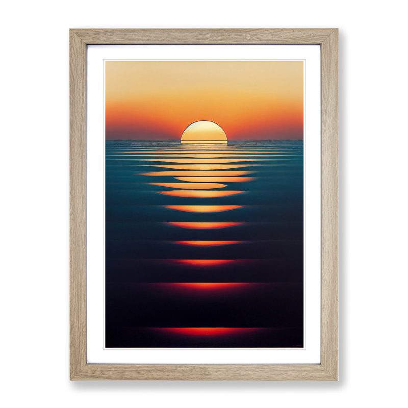Reflective Sunset - Framed Print, 46cm H x 34cm W x 2cm D, Oak