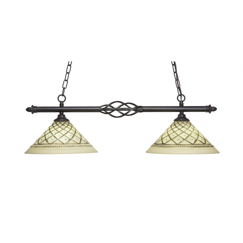 Eleganté 2 Light Island Light Shown In Dark Granite Finish With 12" Chocolate Icing Glass