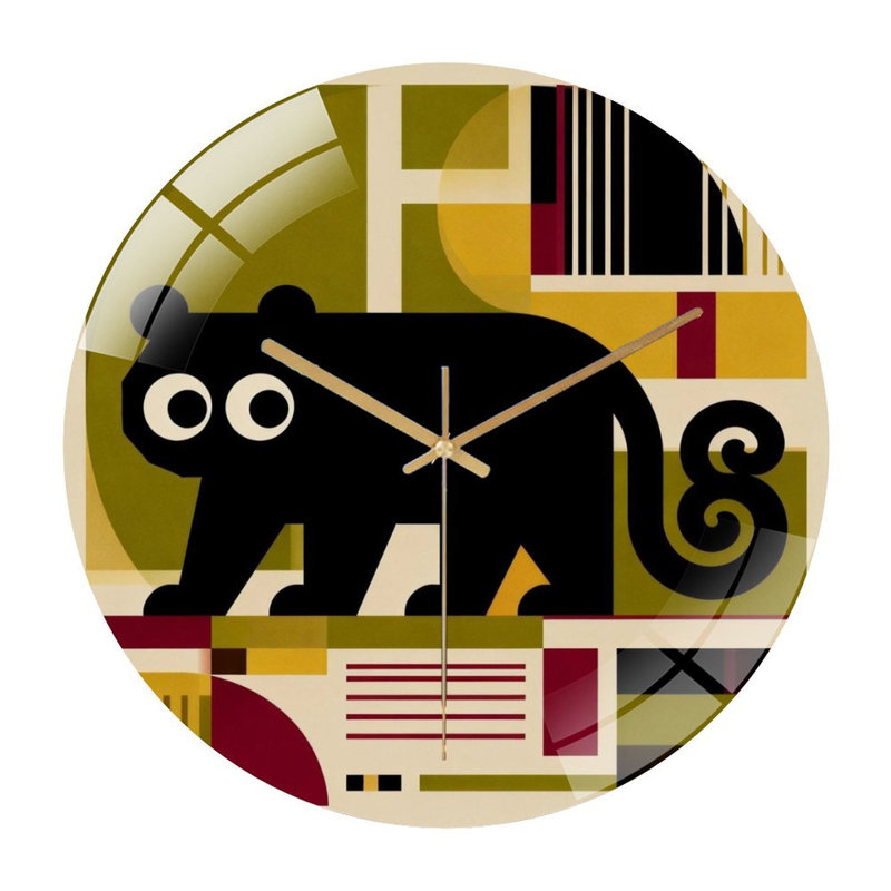 Horloge murale 12 po ronde en verre trempé avec mouvement à quartz silencieux, Vert olive, Petit (12 po)