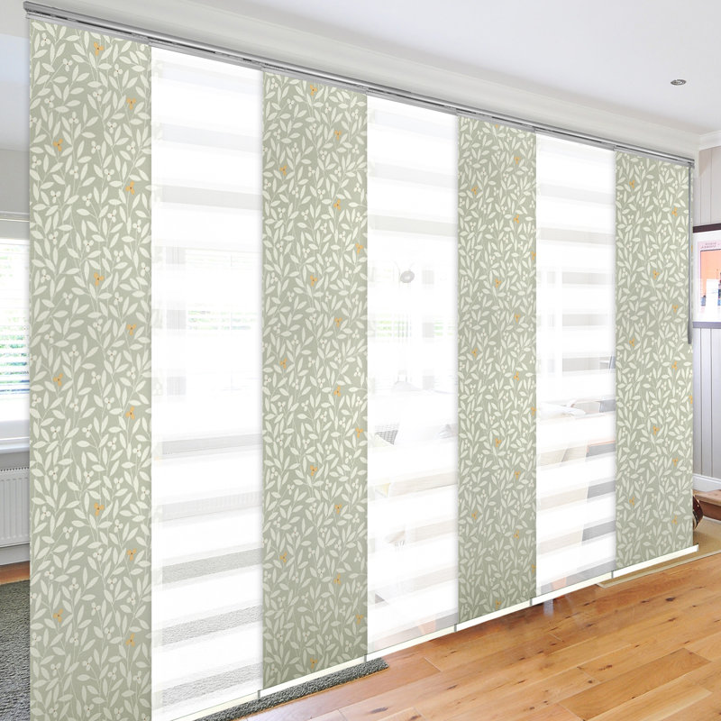 Rail extensible 7 panneaux à rail simple l 110 po -153 po x H 94 po, largeur de panneau 23,5 po, Macadamia, Camélia, Blanc