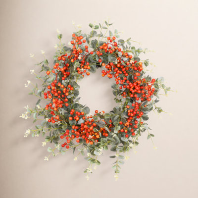 24" Eucalyptus, Berry Thanksgiving Wreath