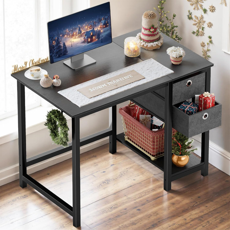 Bureau d'écriture avec 2 tiroirs Norrington, Noir, H 29 po x l 40 po x P 23 po