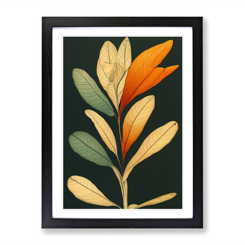 Pretty Leaves Art No.2 - Wrapped Canvas Print, Black Framed, 64cm H x 46cm W