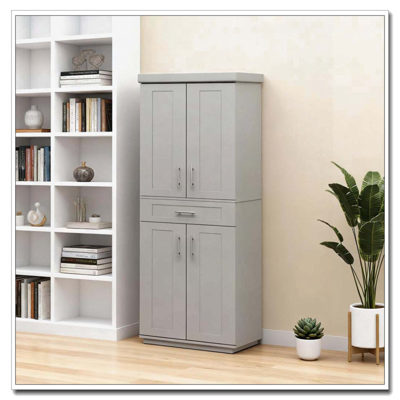Armoire autoportante moderne Kitchen Pantry, Gris