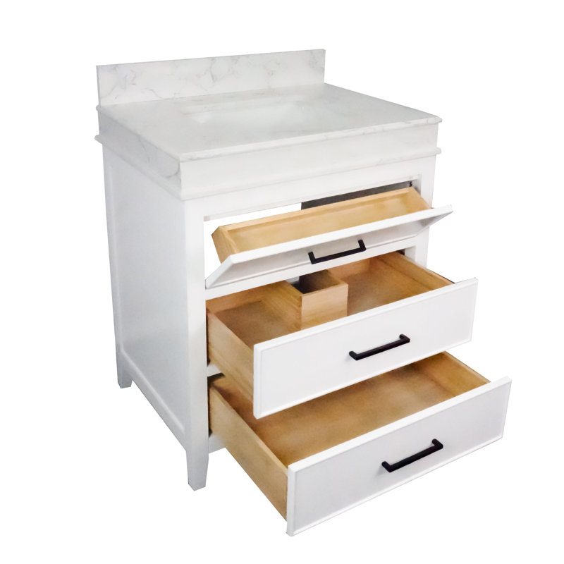 Meuble-lavabo simple 30 po avec comptoir Bayla, Blanc