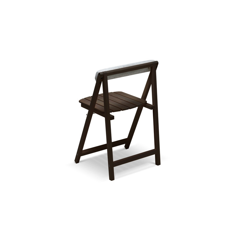 Calme Jardin Foldable Outdoor Patio Dining Side Chair with Cushion, Dark Brown