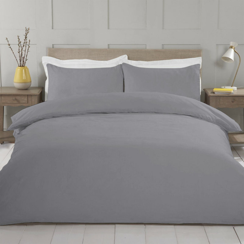 Microfiber Duvet Cover Set Set, Silver, Kingsize Duvet Cover Set + 3 Additional Pieces