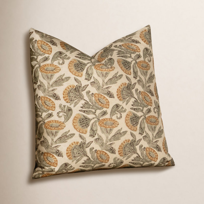 Armes Buchan Henna 20" Feather Throw Pillow, Cream