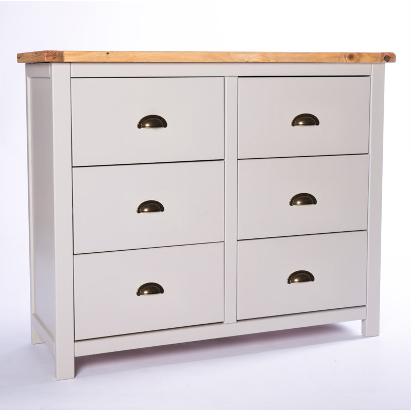 Ezequiel 110cm W 6 - Drawer Chest of Drawers, Brass