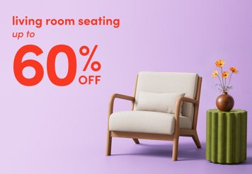 Living room seating up to 60% off.