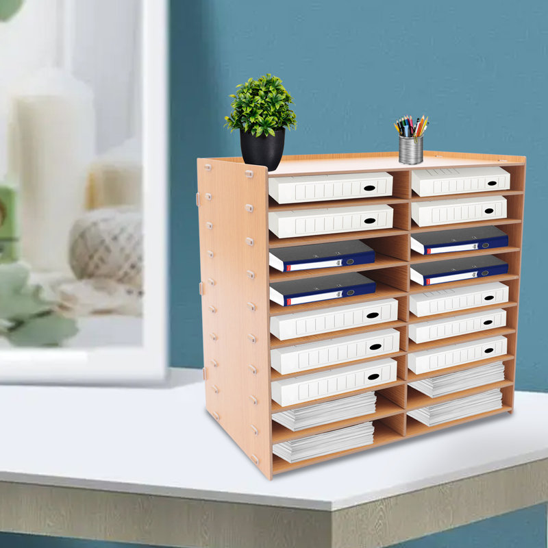 Jeckson 18-Grid Oak File Organizer, Brown