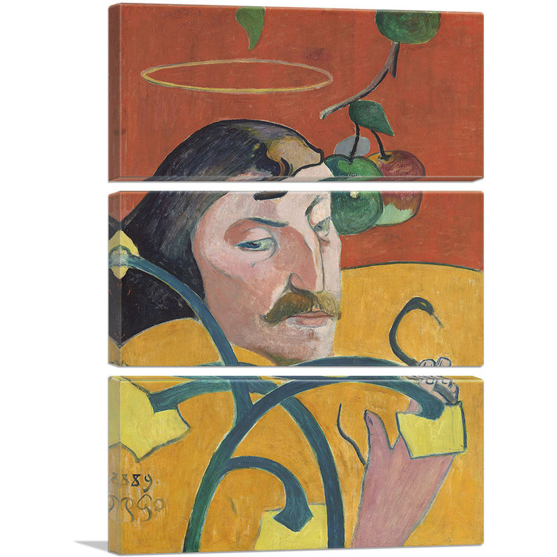 Autoportrait avec halo et serpent 1889 par Paul Gauguin - ensemble de 3 reproductions d'art sur toiles tendues