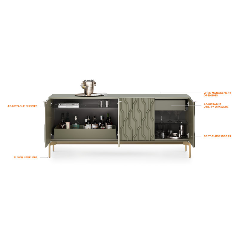Mesa 79.5'' W Sideboard, Moss/Brushed Brass