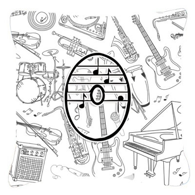 Monogram Letter Musical Note Indoor/Outdoor Throw Pillow