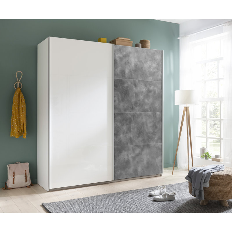 Systema 2 Door Wardrobe, 223cm H x 200cm W x 60cm D, White/Anthracite