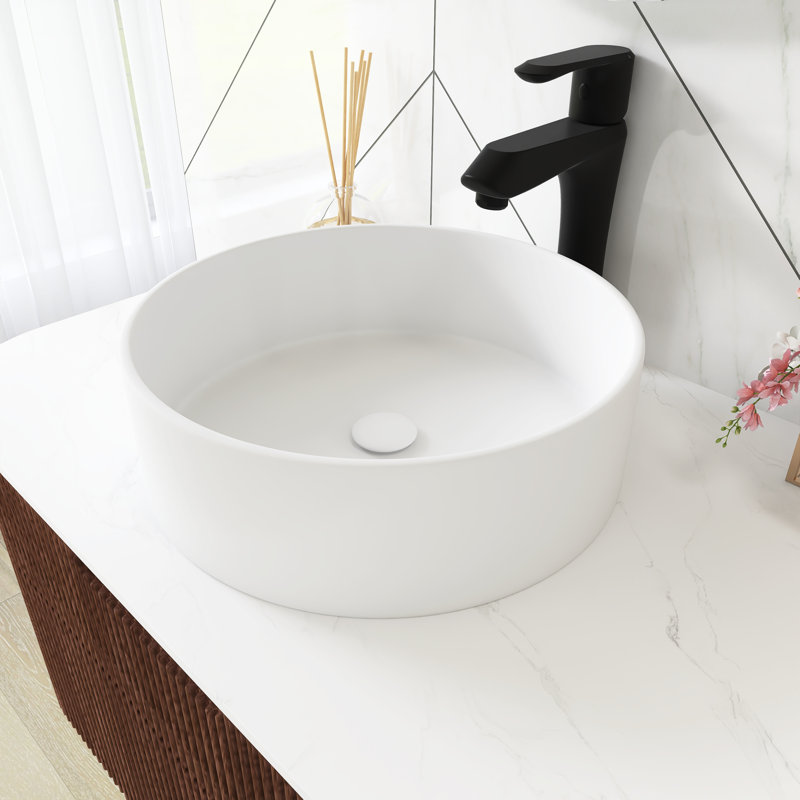30" Wall Mounted Bathroom Vanity With  Round Ceramic Basin Without Faucet