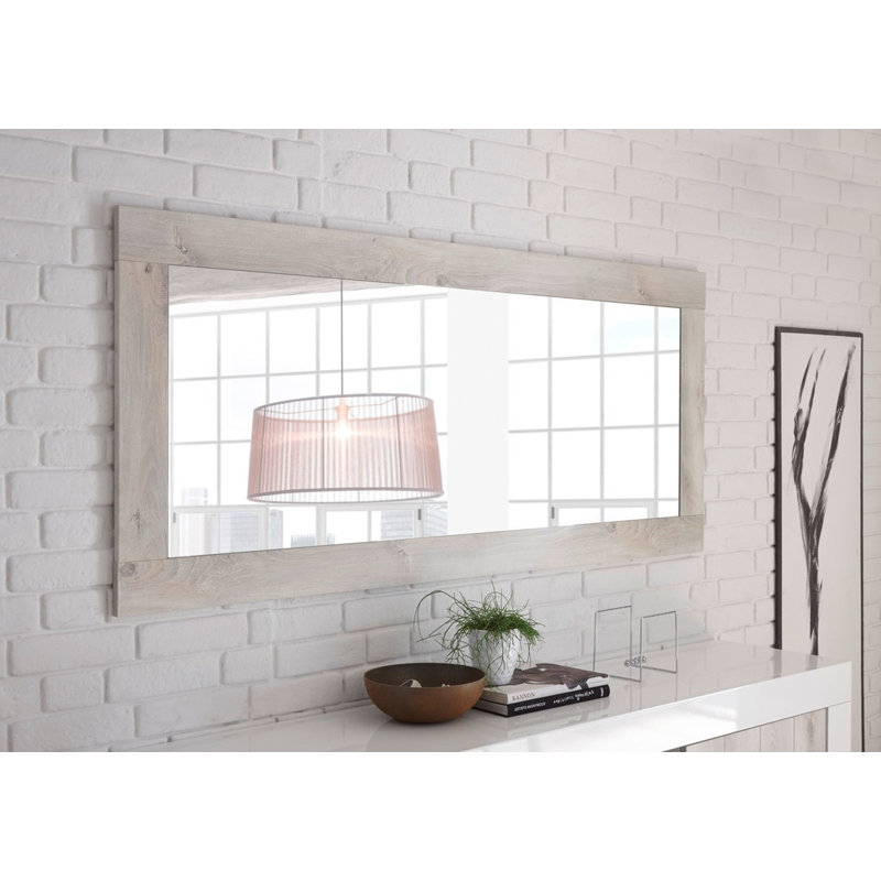 Aburizik Wood Rectangle Wall Mirror, Pine