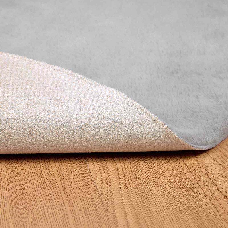  Faux Rabbit Fur Rug Olite Polyester, Round 160 cm, Grey