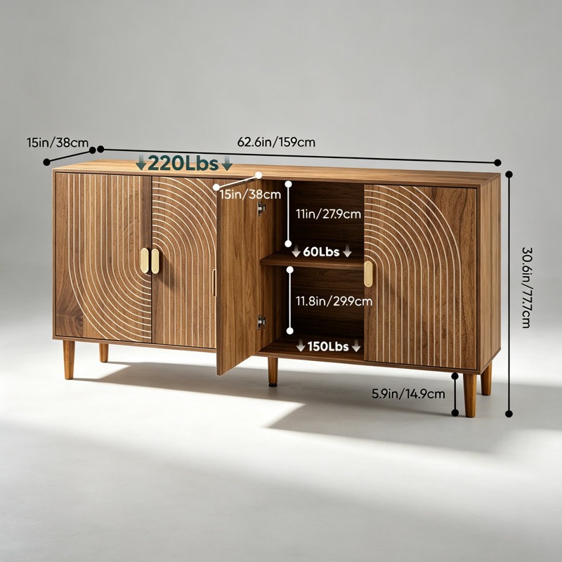 Console en bois de 159 cm avec rangement, style champêtre, idéale pour une entrée, un corridor, un salon ou un hall d'entrée. À placer derrière un canapé.