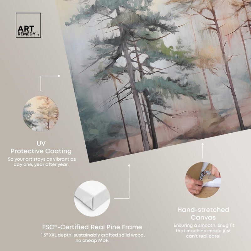 «Still Wet Pines», art mural abstrait Boho par Art Remedy, Wrapped Canvas, 45" H x 36" W