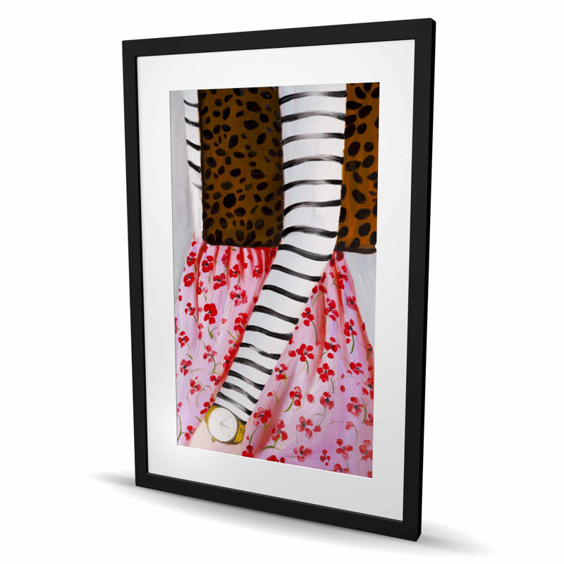 «Fashionable Woman with Leopard Bag», reproduction encadrée