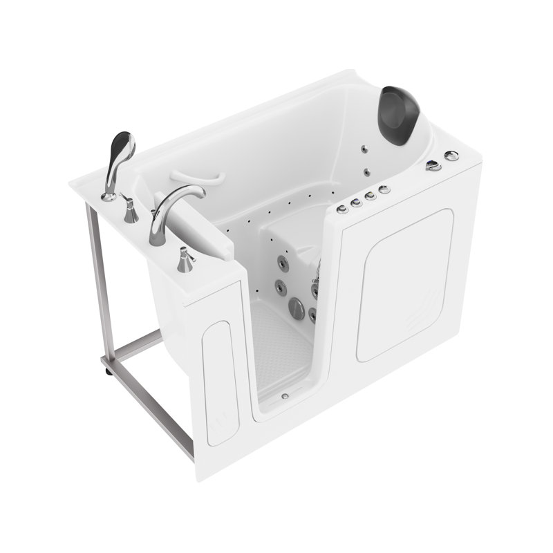 Therapeutic Tubs 30 in. x 54 in. Left Drain Quick Fill Walk-In Whirlpool and Air Tub with Powered Fast Drain in White, Left
