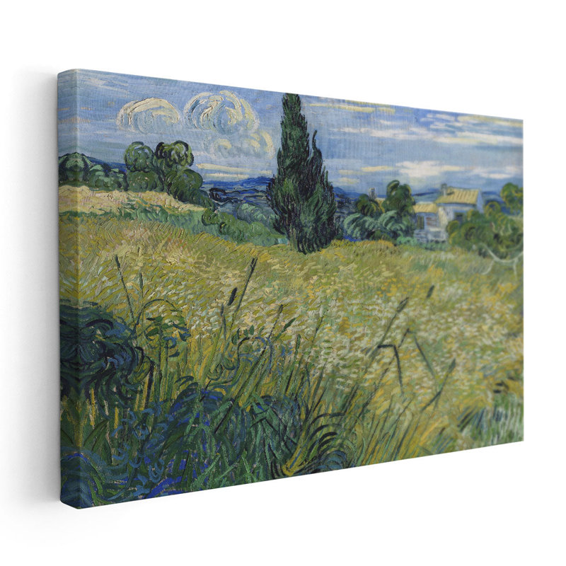 «Green Wheat Field with Cypress», 1889 - reproduction d'art sur toile, H 40 po x l 60 po