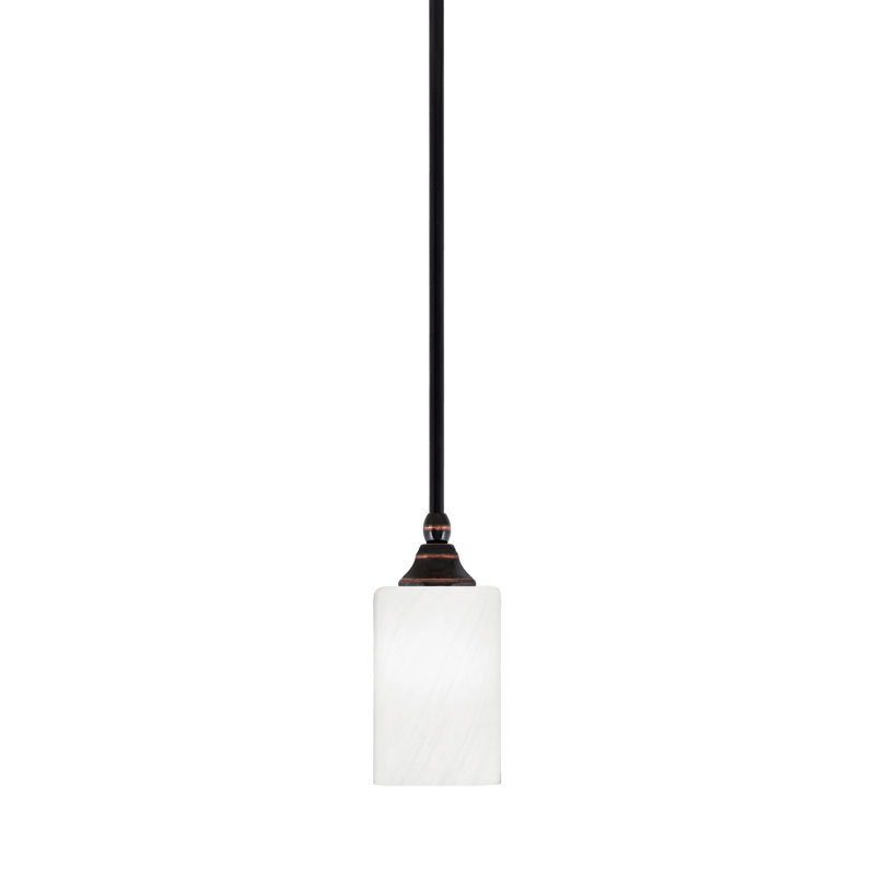 Mini-luminaire suspendu suspendu au fini cuivre noir avec verre de 4 po, Blanc