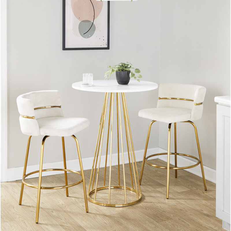 Table de comptoir Canary Cosmo, Doré, Blanc / Blanc, 36"