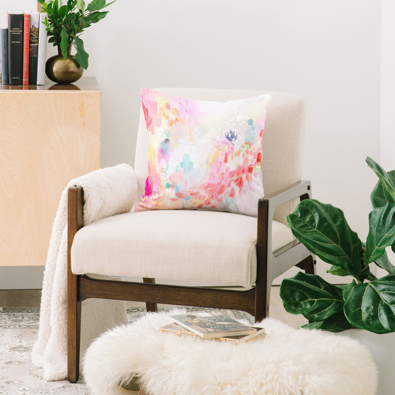 Housse et coussin rectangulaires pour l'extérieur Stephanie Corfee, 20 po X 20 po, Motif floral rose clair