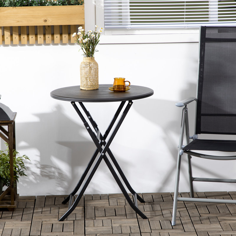 Table basse pliante d'extérieur, table de patio ronde 23,6 po, gris foncé