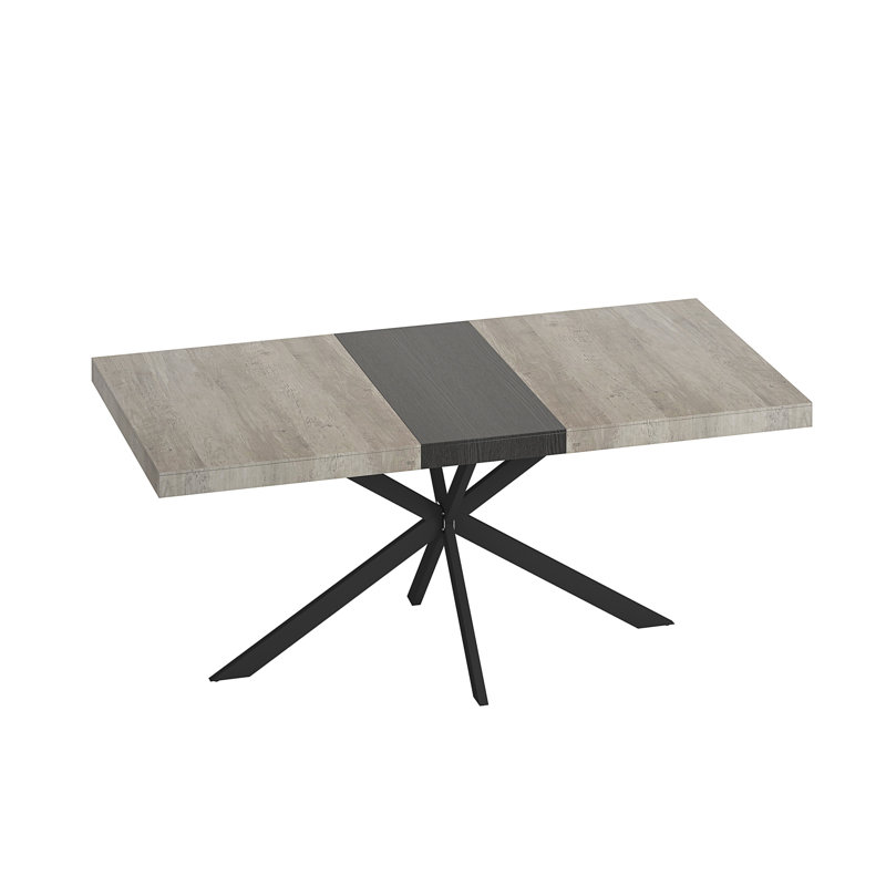 55.11'' -70.86"Retro Rectangular Stretch Dining Table, Gray/Black