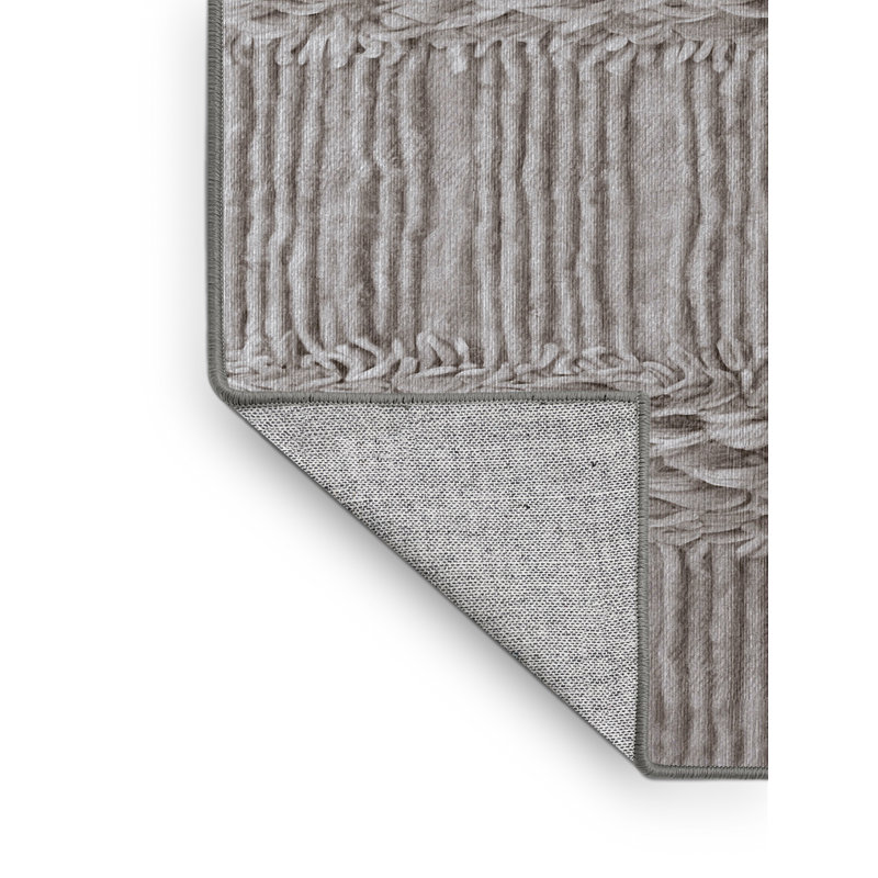 Tapis gris lavable à la machine, Rond 5 pi