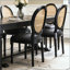 Ensemble de 2 chaises de salle à manger French Country, chaises rembourrées à dossier rond en rotin, pour le salon, la cuisine, le restaurant, la structure en bois massif, le tissu-416273022-416273023