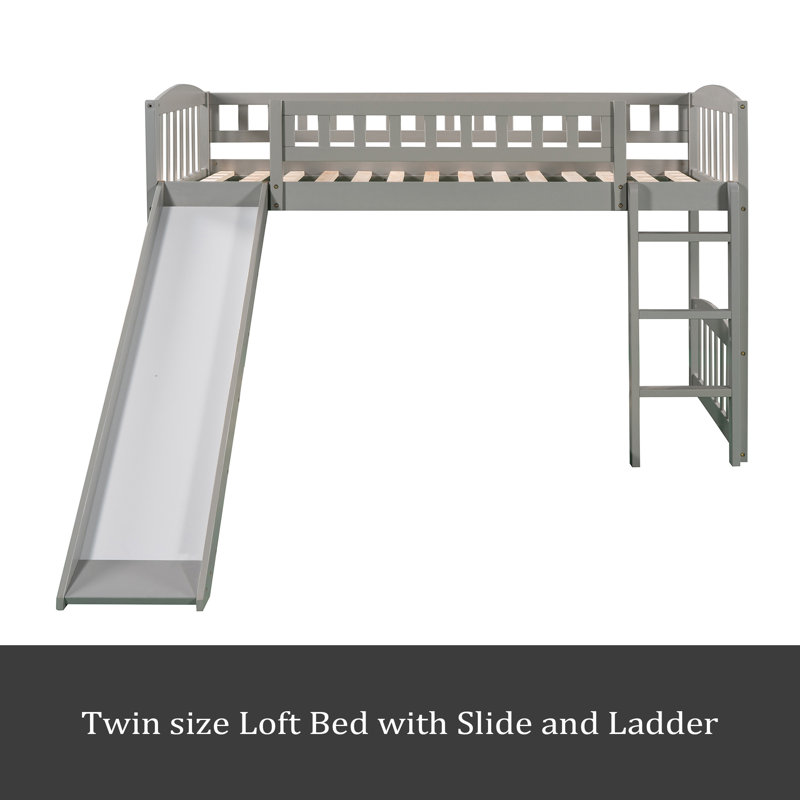 Lit mezzanine simple Jozyah Kids, gris