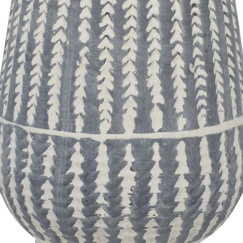 Griffey White/Gray Ceramic Table Vase, 10" H x 6" W x 6" D