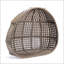Balancelle suspendue en osier gris anthracite avec support et coussin bleu poussière-103536521-103536524