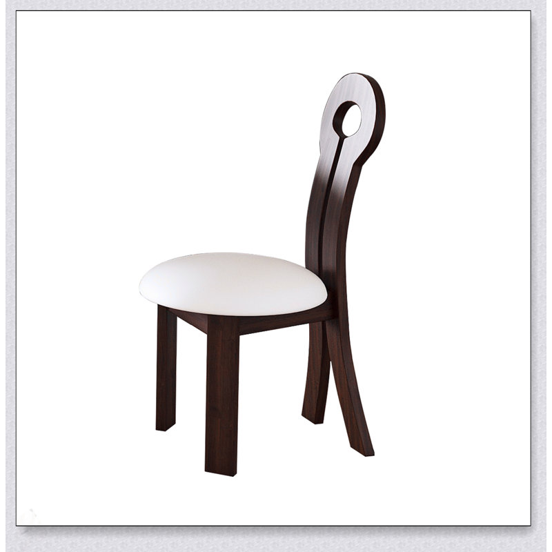 Ensemble de 2 chaises de salle à manger, clés en cuir PU et structure en bois massif, coussins ronds blancs confortables pour la cuisine et la salle à manger - brun noyer foncé