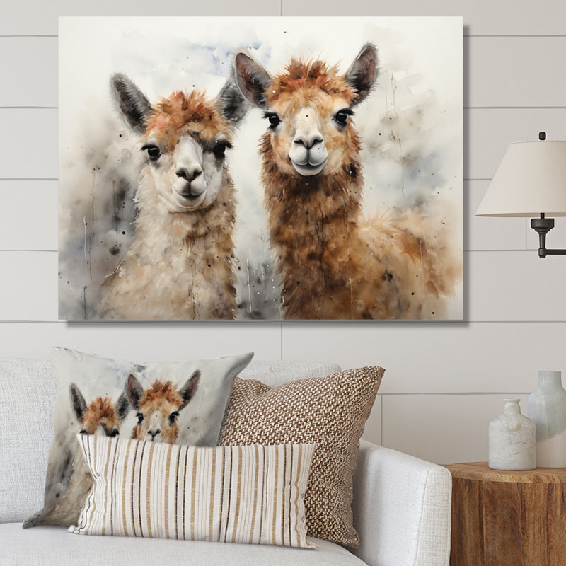Alpagas Graceful Alpacas I - reproduction sur toile, H 30 po x l 40 po x P 1,5 po, Toile tendue
