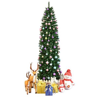 Slim Pencil Home Decor 7.5' Green Spruce Artificial Christmas Tree -  The Holiday Aisle®, BDD3AED0054C419F816F9E359ACCD080